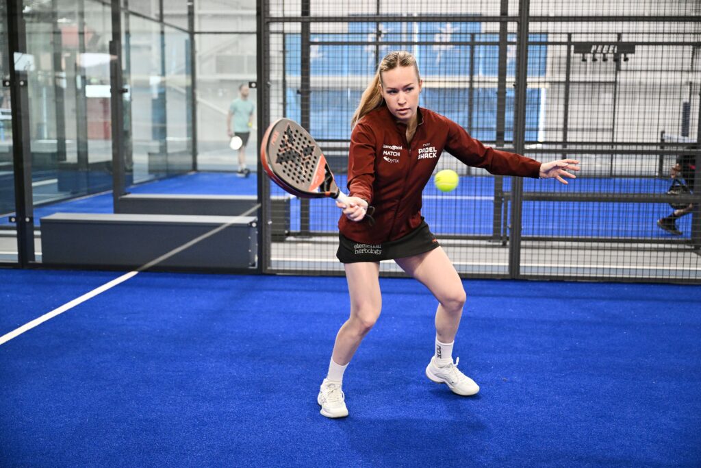 A woman playing tennis
