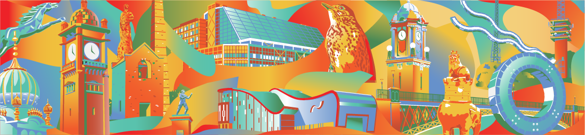 Illustrated banner background of sandwell locations